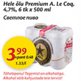 Allahindlus - Hele õlu Premium A.Le Cog