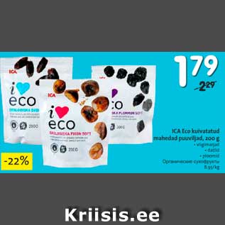 Allahindlus - ICA Eco kuivatatud mahedad puuviljad, 200 g