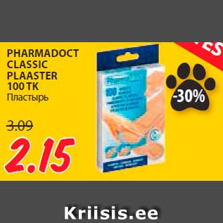 Allahindlus - PHARMADOCT CLASSIC PLAASTER 100 TK