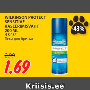 Allahindlus - WILKINSON PROTECT SENSITIVE RASEERIMISVAHT 200 ML