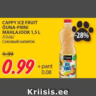 Allahindlus - CAPPY ICE FRUIT ÕUNA-PIRNI MAHLAJOOK 1,5 L