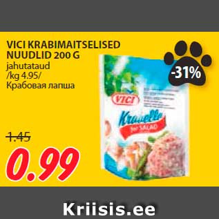 Allahindlus - VICI KRABIMAITSELISED NUUDLID 200 G