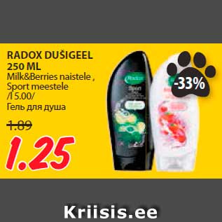 Allahindlus - RADOX DUŠIGEEL 250 ML