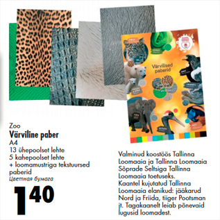 Allahindlus - Zoo Värviline paber A4