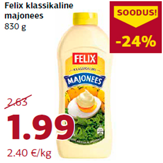 Allahindlus - Felix klassikaline majonees 830 g