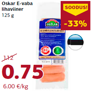 Allahindlus - Oskar E-vaba lihaviiner 125 g