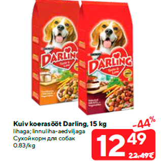 Allahindlus - Kuiv koerasööt Darling, 15 kg