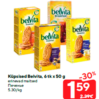 Allahindlus - Küpsised Belvita, 6 tk x 50 g