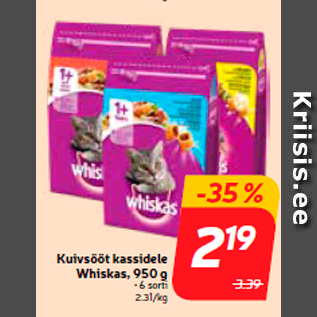 Allahindlus - Kuivsööt kassidele Whiskas, 950 g