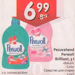 Allahindlus - Pesuvahend Perwoll Brilliant, 3 l .Balsam .Color