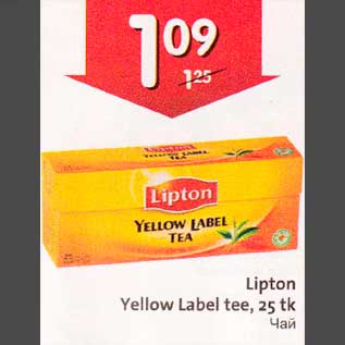 Allahindlus - Lipton Yellow Label tee, 25 tk