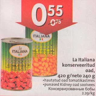 Allahindlus - La Italiana konserveeritud oad,420 g/neto 240 g