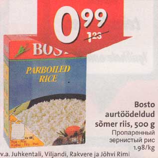 Allahindlus - Bosto aurtöödeldud sõmer riis,500 g