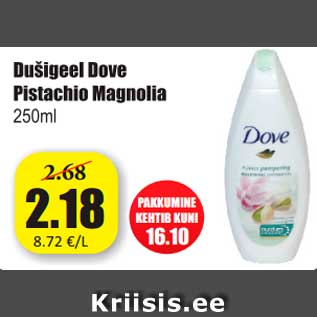 Allahindlus - Dušigeel Dove Pistachio Magnolia, 250 ml