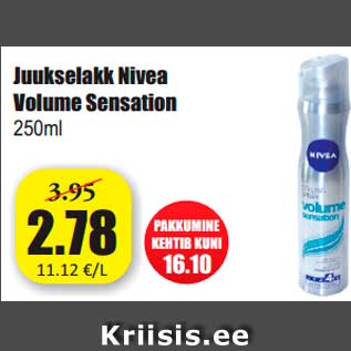 Allahindlus - Juukselakk Nivea Volume Sensation 250ml