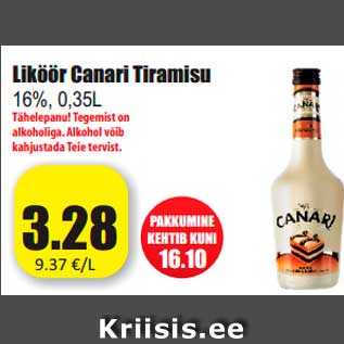 Allahindlus - Liköör Canari Tiramisu