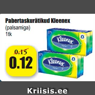 Allahindlus - Pabertaskurätikud Kleenex (palsamiga) 1tk