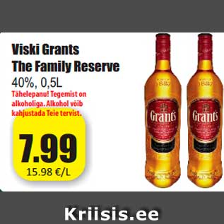 Allahindlus - Viski Grants The Family Reserve
