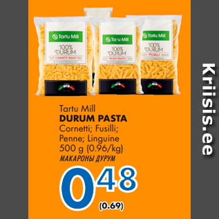 Allahindlus - Tartu Mill DURUM PASTA