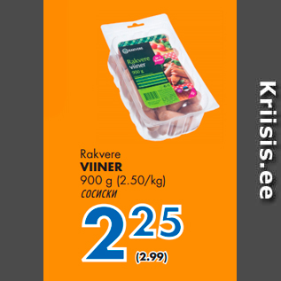 Allahindlus - Rakvere VIINER 900 g (2.50/kg)