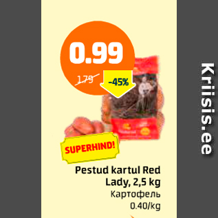 Allahindlus - Pestud kartul Red Lady, 2,5 kg