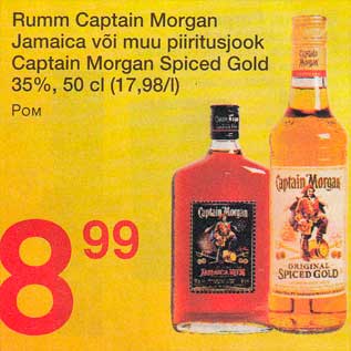 Allahindlus - Rumm Captain Morgan Jamaica või muu piiritusjook Captain Morgan Spiced Gold