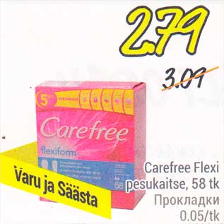 Allahindlus - Carefree Flexi pesukaitsed, 58 tk