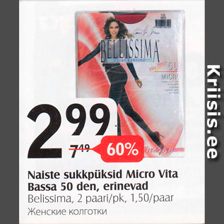 Allahindlus - Naiste sukkpüksid Micro Vita Bassa 50 den