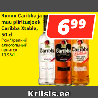 Allahindlus - Rumm Caribba ja muu piiritusjook Caribba Xtabla, 50 cl