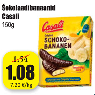 Allahindlus - Šokolaadibanaanid Casali 150 g