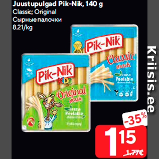 Allahindlus - Juustupulgad Pik-Nik, 140 g