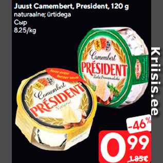 Allahindlus - Juust Camembert, President, 120 g