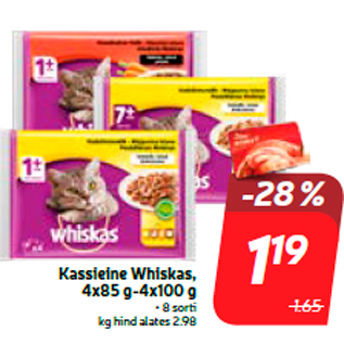 Allahindlus - Kassieine Whiskas, 4x85 g-4x100 g