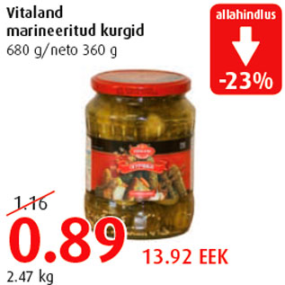 Allahindlus - Vitaland marineeritud kurgid