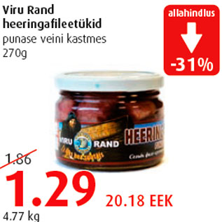 Allahindlus - Viru Rand heeringafileetükid punase veini kastmes