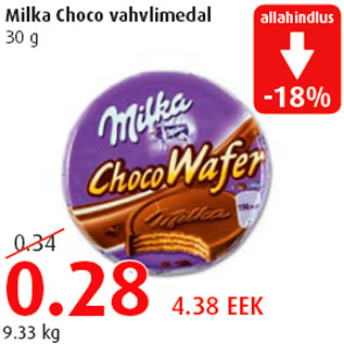 Allahindlus - Milka Choco vahvlimedal