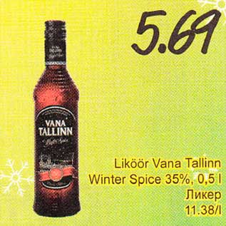 Allahindlus - Liköör Vаnа Tallinn Wintеr Spice 35%, 0,5 l