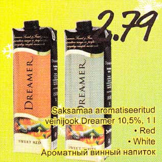 Allahindlus - Saksamaa aromatiseeritud veinijook Dremer 10,5%,1 l . Red . White