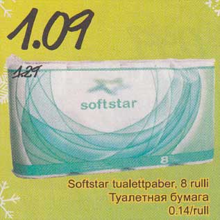 Allahindlus - Softstar tualettpaber, 8 rulli