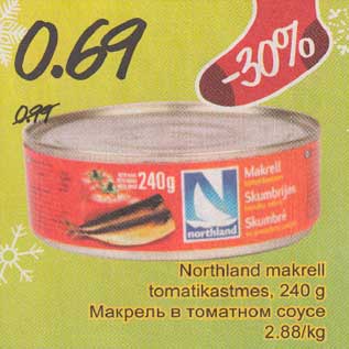 Allahindlus - Northland makrell tomatikastmes, 240 g