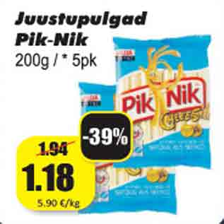 Allahindlus - Juustupulgad Pik-Nik 200 g