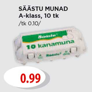 Allahindlus - SÄÄSTU MUNAD A-klass, 10 tk /tk 0.10/