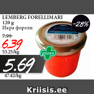 Allahindlus - LEMBERG FORELLIMARI 120 g