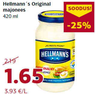 Allahindlus - Hellmann´s Original majonees 420 ml