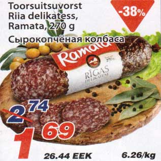 Allahindlus - Toorsuitsuvorst Riia delikatess, Ramata