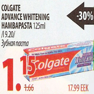 Allahindlus - Colgate advance whitening hambapasta