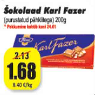 Allahindlus - Šokolaad Karl Fazer 200g