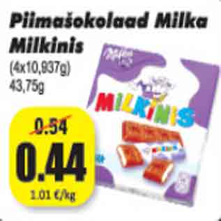 Allahindlus - Piimašokolaad Milka Milkinis (4x10,937g) 43,75 g