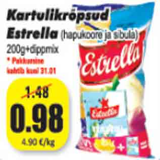 Allahindlus - Kartulikrõpsud Estrella 200g + dippmix