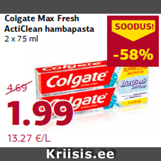 Allahindlus - te Max Fresh ActiClean hambapasta